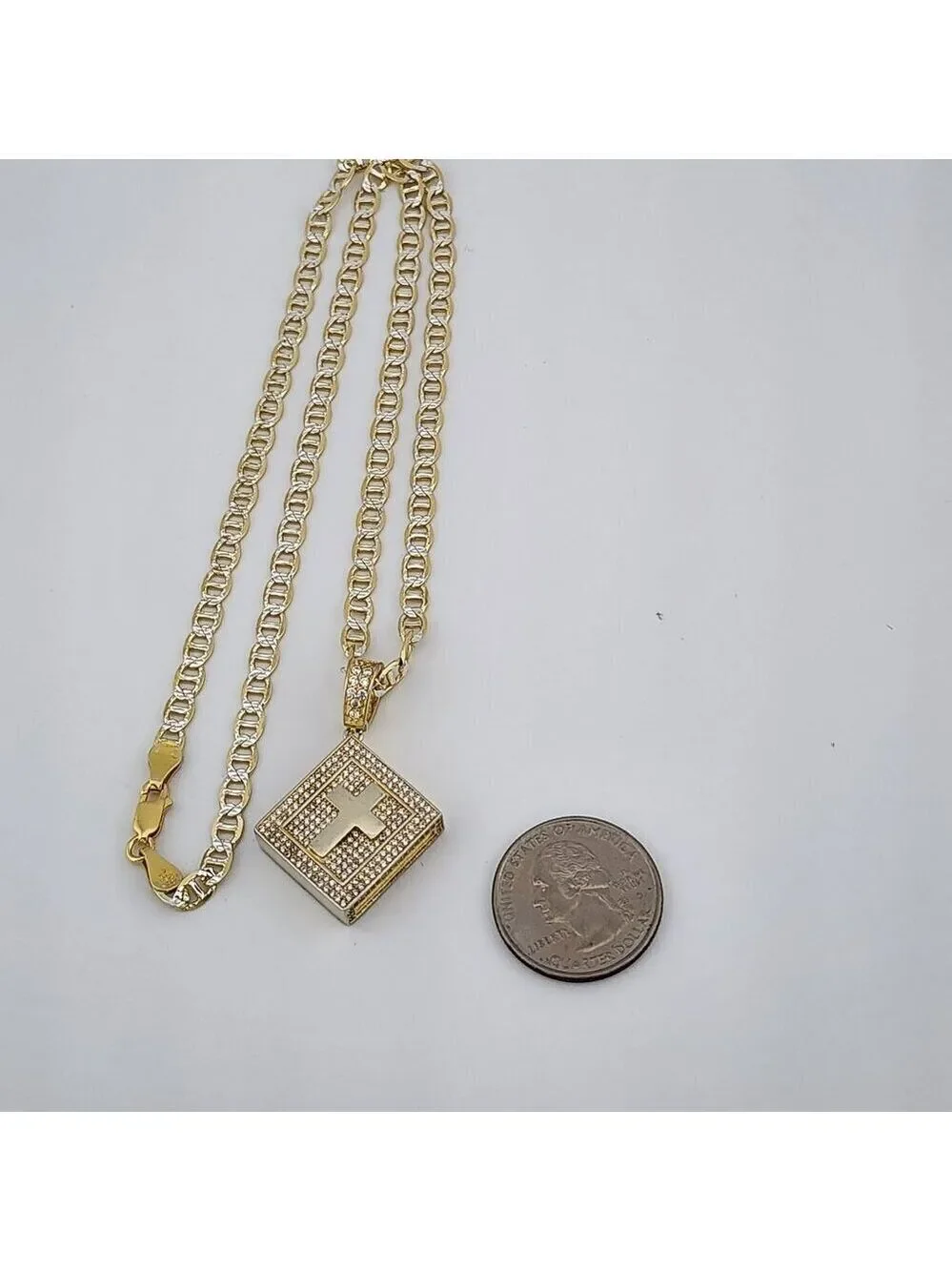 Brand New Sterling Silver 925 Cross Box Necklace